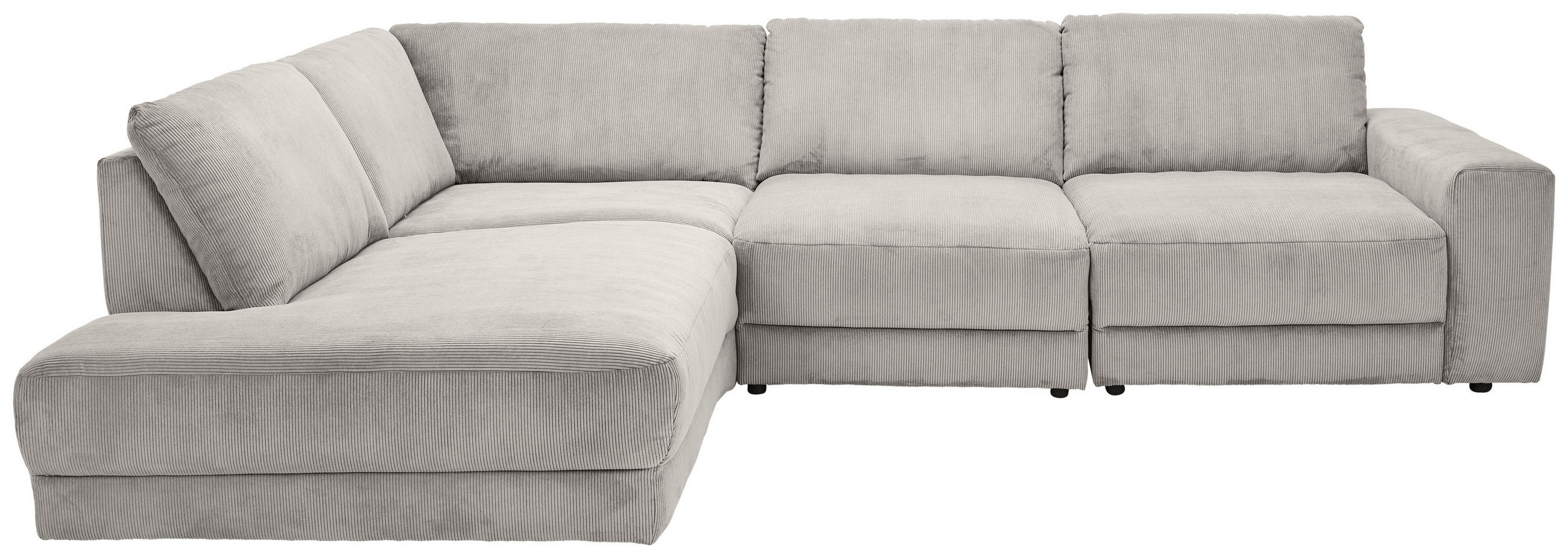 ECKSOFA in Feincord Hellgrau  - Hellgrau/Schwarz, Design, Kunststoff/Textil (242/316cm) - Niels Andersson
