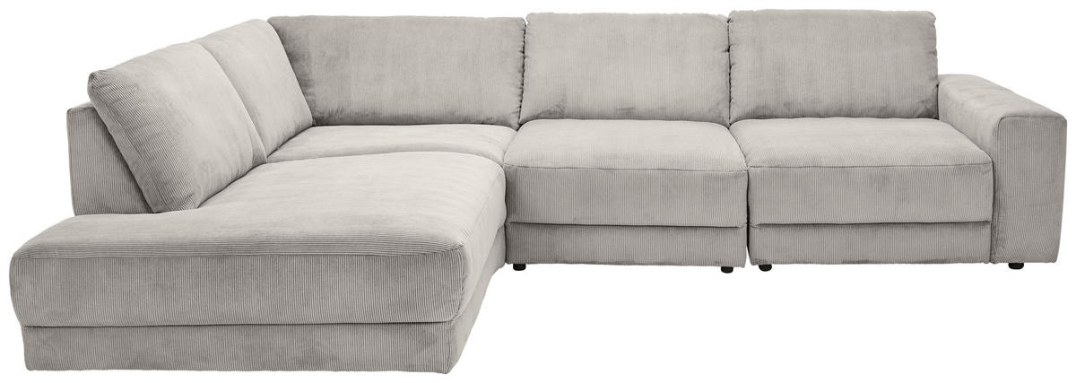 ECKSOFA in Feincord Hellgrau  242/316 cm  - Hellgrau/Schwarz, Design, Kunststoff/Textil (242/316cm) - Niels Andersson