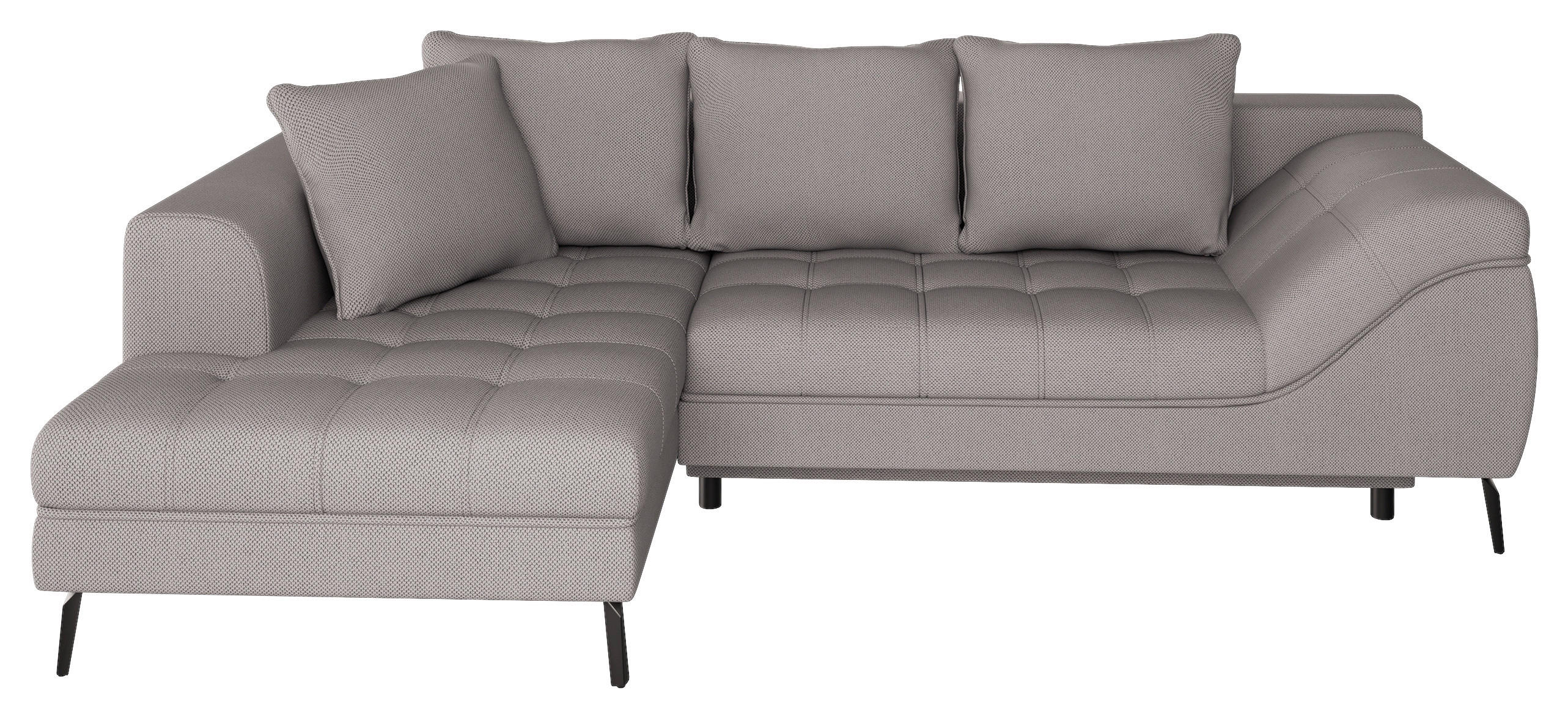Ecksofa inkl. Funktionen Graubraun Webstoff  - Graubraun/Schwarz, MODERN, Textil/Metall (177/279cm) - Stylife