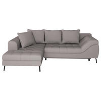 Ecksofa inkl. Funktionen in Webstoff Graubraun  - Graubraun/Schwarz, Modern, Textil/Metall (177/279cm) - Stylife