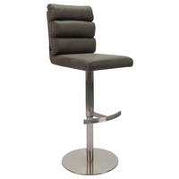 Scaun de bar in metal, textil gri, culoare inox  - culoare inox/gri, Design, metal/textil (42/90-117/58,5cm) - Novel