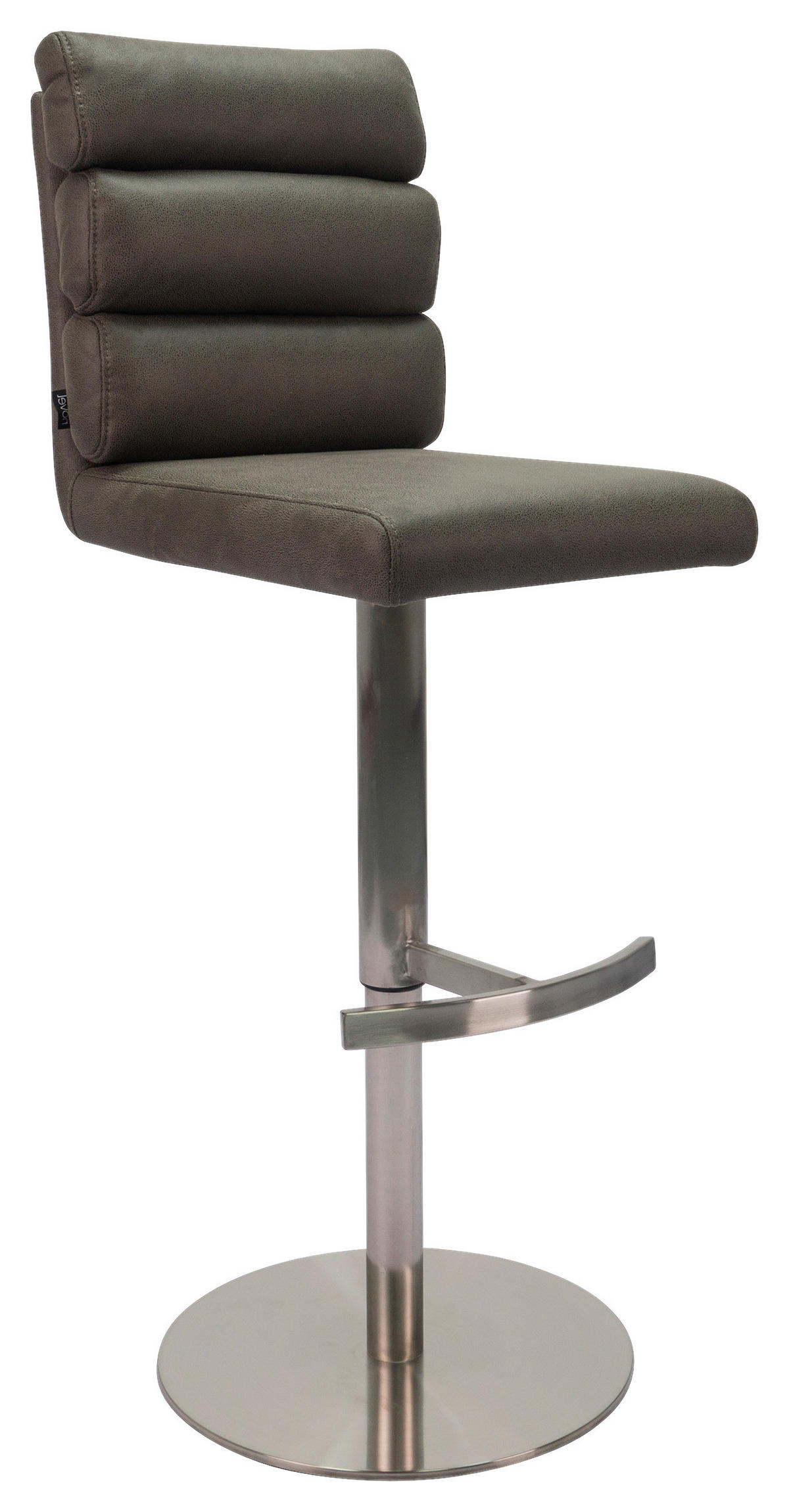 Scaun de bar in metal, textil gri, culoare inox  - culoare inox/gri, Design, metal/textil (42/90-117/58,5cm) - Novel