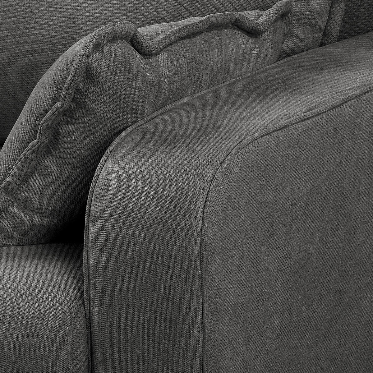 3-SITZER-SOFA in Mikrofaser Dunkelgrau  - Wengefarben/Dunkelgrau, Design, Holz/Textil (193/86/87cm) - Livetastic