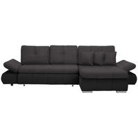 ECKSOFA Anthrazit, Dunkelgrau Webstoff  - Chromfarben/Dunkelgrau, Design, Kunststoff/Textil (302/187cm) - Carryhome