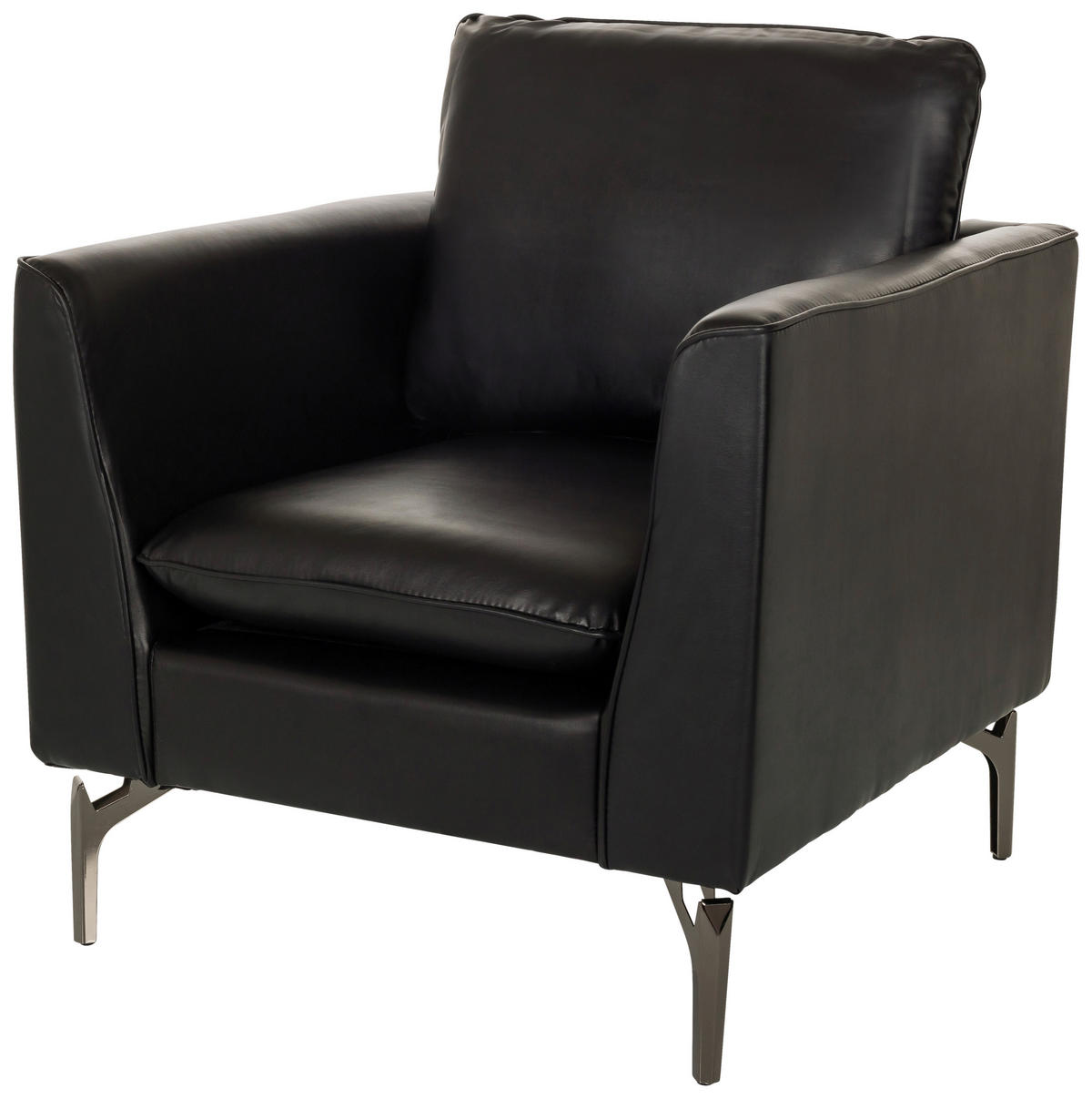 SESSEL in Lederlook Schwarz  - Schwarz, MODERN, Leder/Metall (75/65/73cm) - MID.YOU