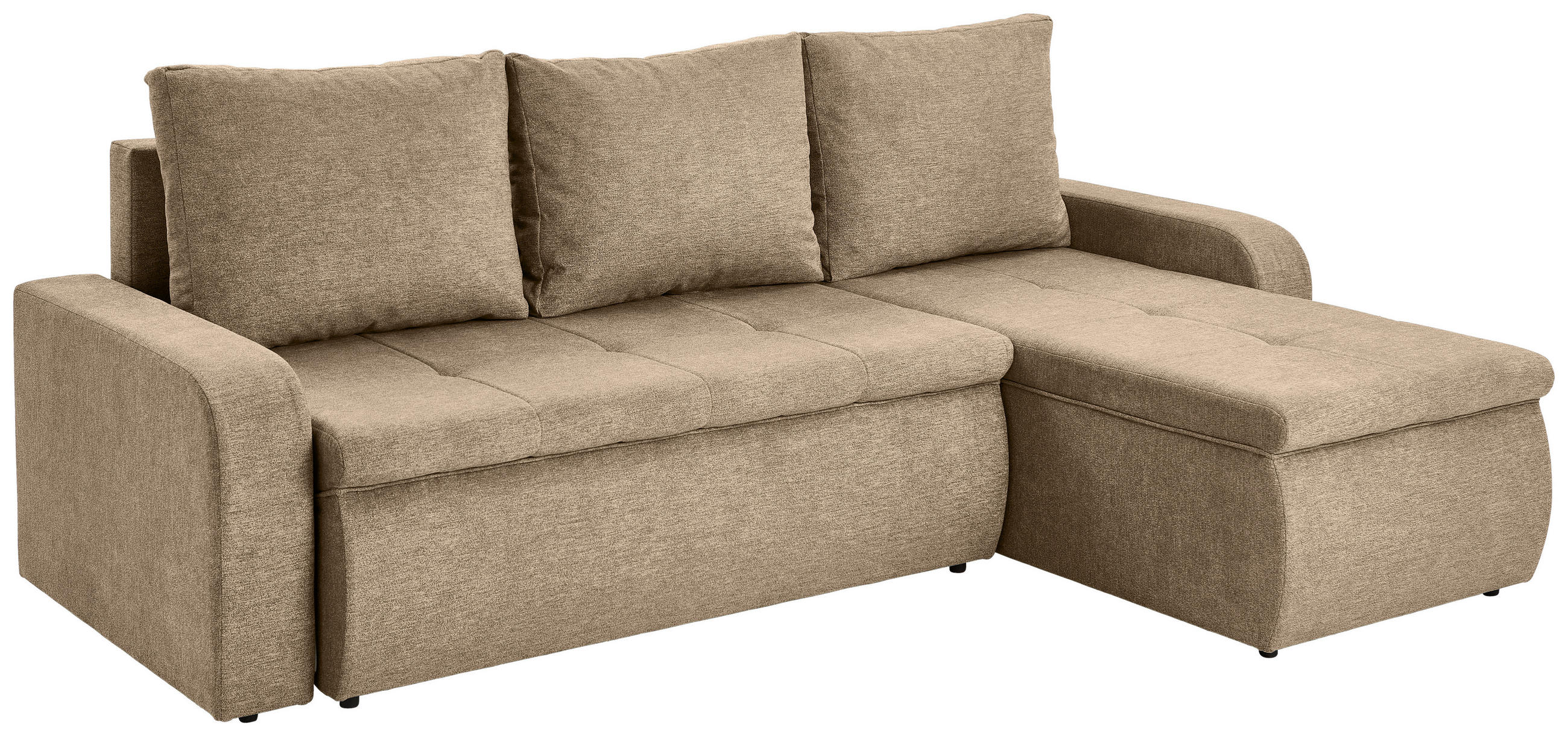 ECKSOFA in Webstoff Braun  - Schwarz/Braun, Konventionell, Kunststoff/Textil (235/158cm) - P & B