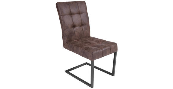 SCHWINGSTUHL in Lederlook - Anthrazit/Braun, Trend, Textil/Metall (42/91/62cm) - Carryhome