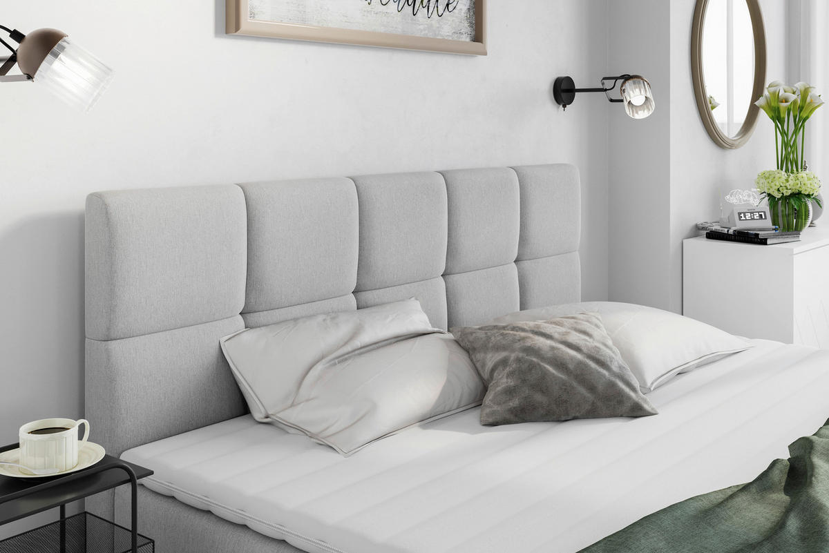 BOXBETT 140/200 cm  in Hellgrau  - Hellgrau/Schwarz, LIFESTYLE, Holz/Holzwerkstoff (140/200cm) - Livetastic