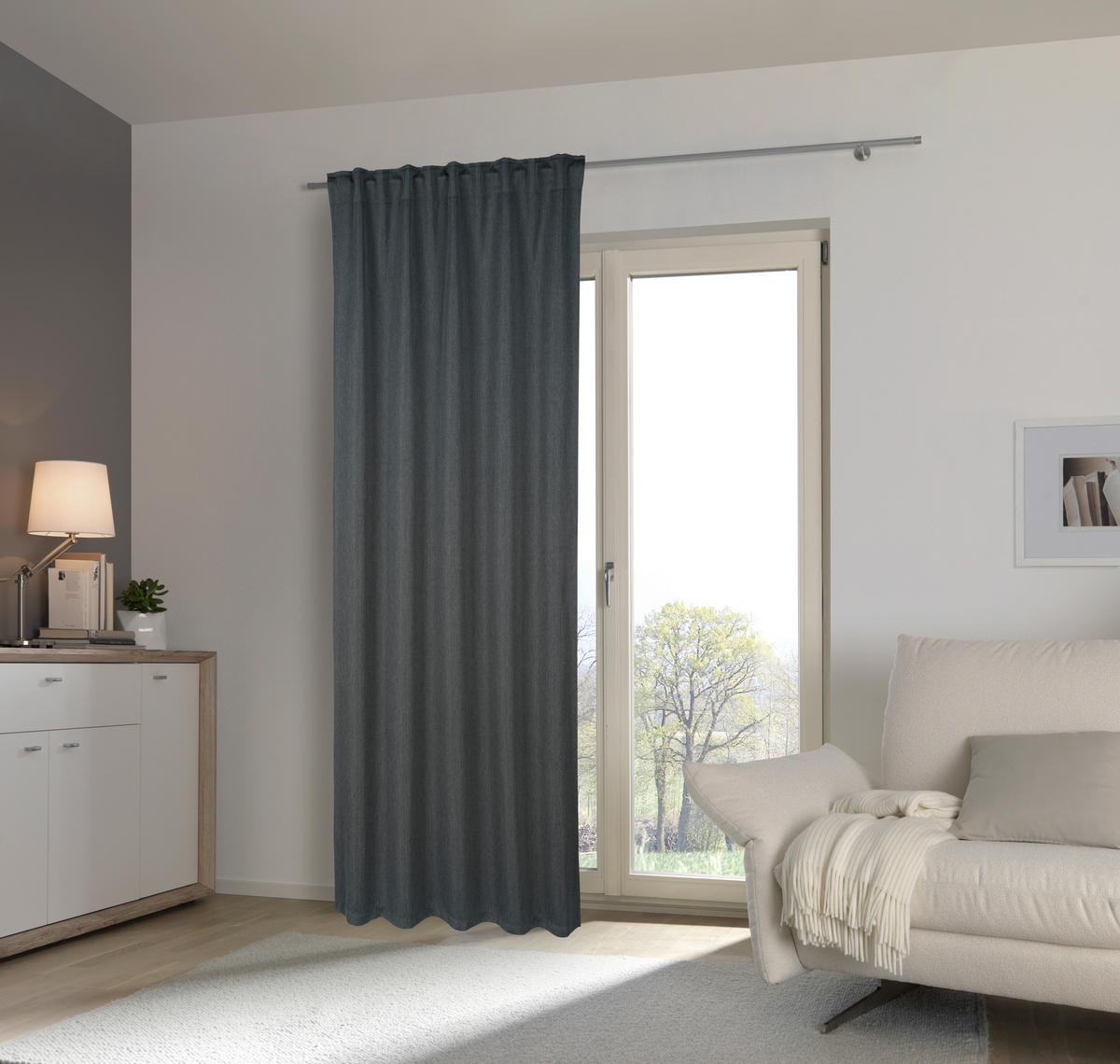 TERMOIZOLAČNÍ ZÁVĚS, zatemnění, 140/245 cm - jadeitově zelená/antracitová, Basics, textil (140/245cm) - Esposa