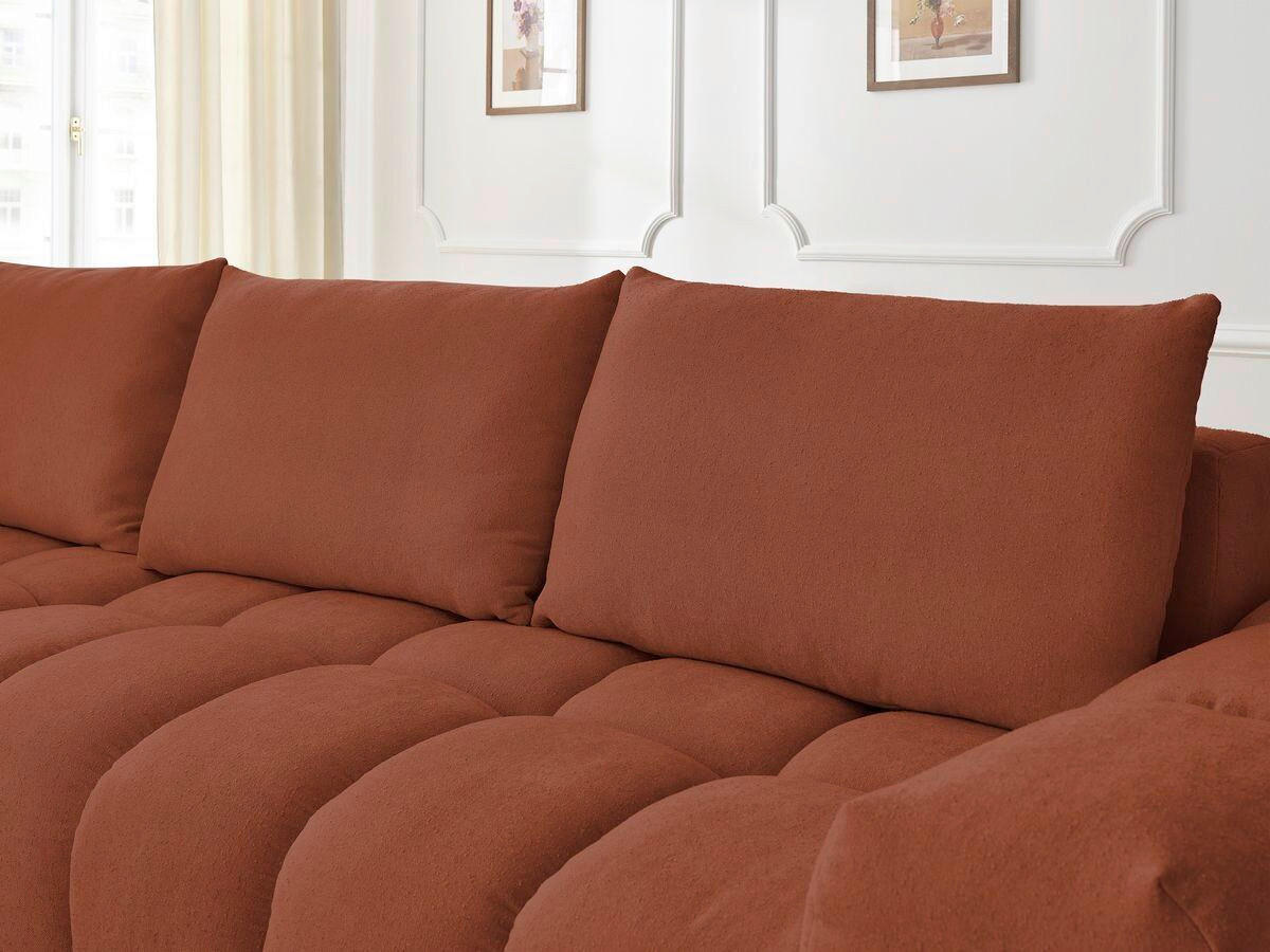ECKSOFA Ottomane links  EVEREST Orange Struktur  - Schwarz/Orange, MODERN, Kunststoff/Textil (210/352cm) - Livetastic