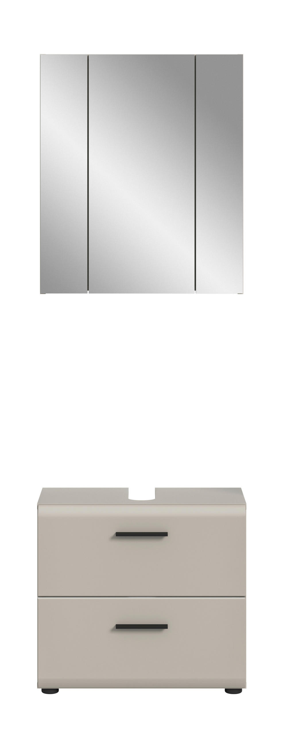 BADEZIMMER 2-teilig  in 60 cm  - Kaschmir/Schwarz, Trend, Glas/Holzwerkstoff (60cm) - MID.YOU
