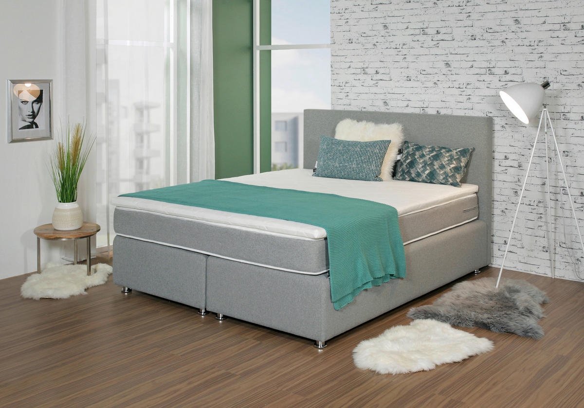 POSTELJA BOXSPRING   x  , tekstil siva  - siva, Konvencionalno, tekstil (200/160/115cm) - Xora