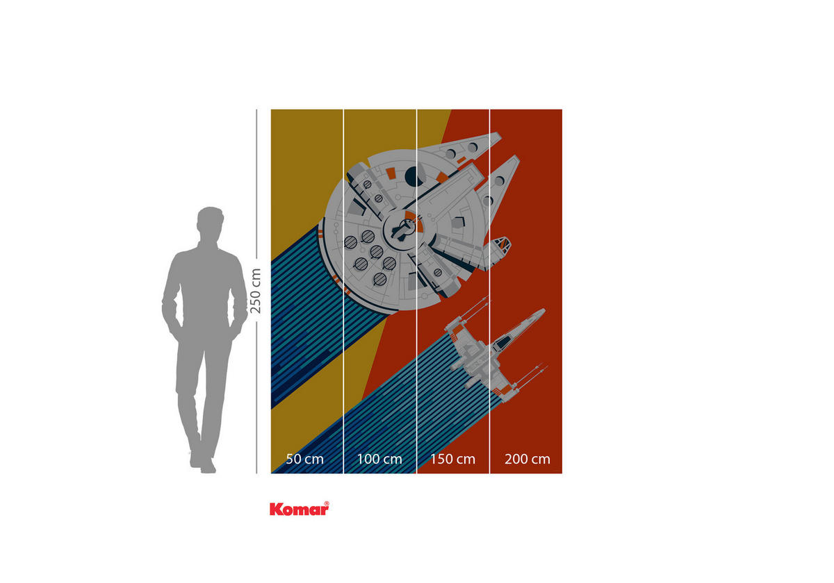 FOTOTAPETE WINGMAN BACK TO 70S  - Blau/Gelb, Design, Textil (200/250cm) - Star Wars