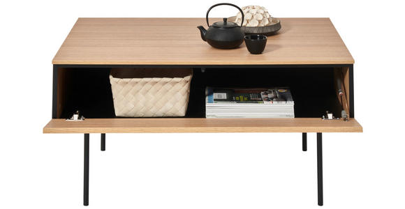 COUCHTISCH - Eichefarben/Schwarz, Basics, Holzwerkstoff/Metall (100/68/49cm) - Hom`in
