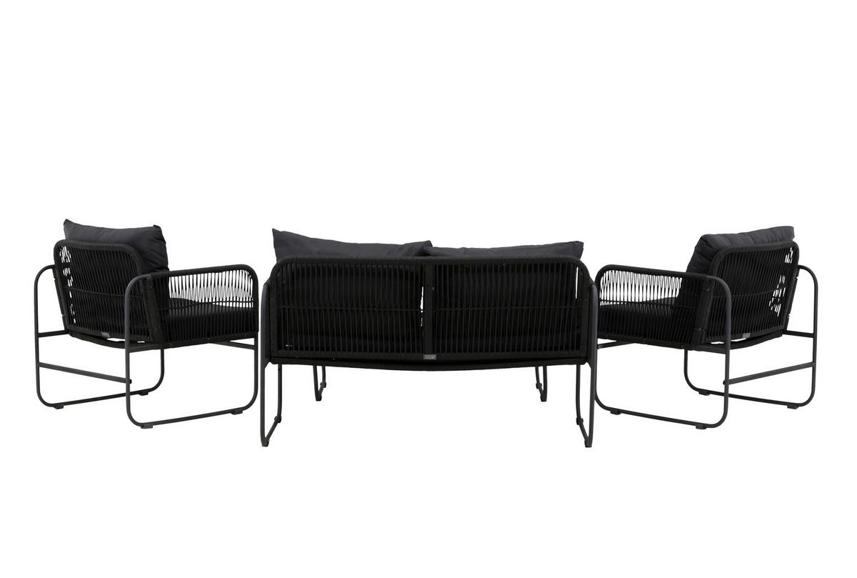 LOUNGEGRUPP 4 delar  - svart, Klassisk, metall/textil - Gardenson