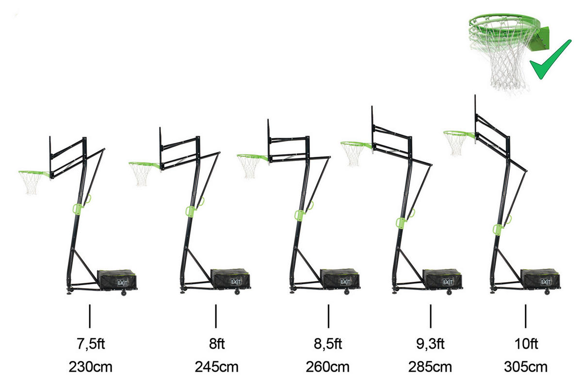 BASKETBALLKORB DUNKRING - Schwarz/Grün, KONVENTIONELL, Kunststoff/Metall (117/365/220cm) - EXIT Toys