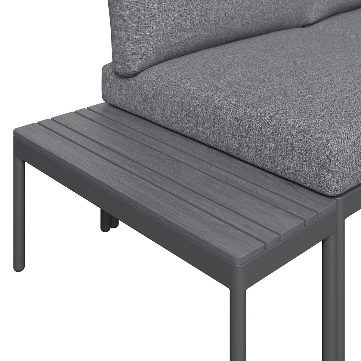 LOUNGEGARNITUR 227,5/155 cm Stahl  - Dunkelgrau/Naturfarben, Design, Kunststoff/Textil (227,5/155cm) - Ambia Garden