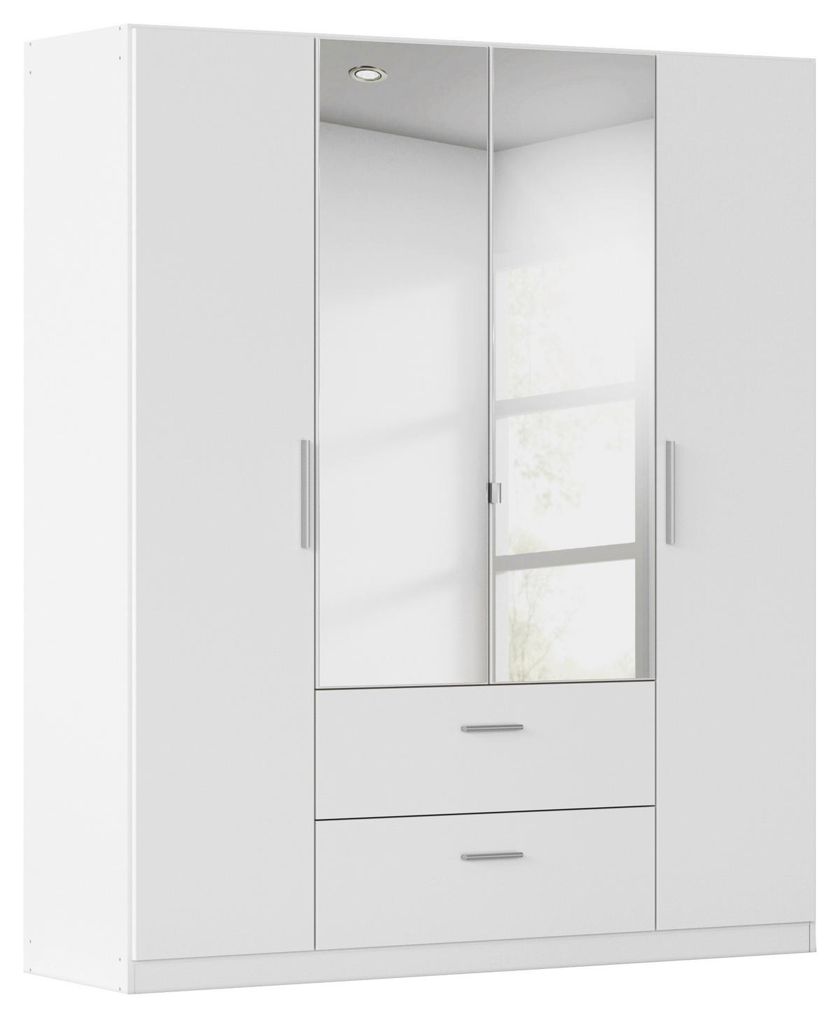 DREHTÜRENSCHRANK 181/210/54 cm,  in Weiß, 4-türig  - Alufarben/Weiß, KONVENTIONELL, Glas/Holzwerkstoff (181/210/54cm) - home24