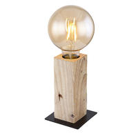 TISCHLEUCHTE - Schwarz/Braun, Natur, Holz/Metall (9/9/15cm) - Globo