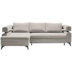 ECKSOFA in Chenille Beige  - Beige/Schwarz, KONVENTIONELL, Textil/Metall (184/265cm) - Hom`in