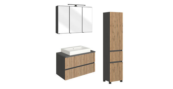 BADEZIMMER  in 130 cm  - Eiche Wotan/Graphitfarben, KONVENTIONELL, Glas/Keramik (130cm) - Xora