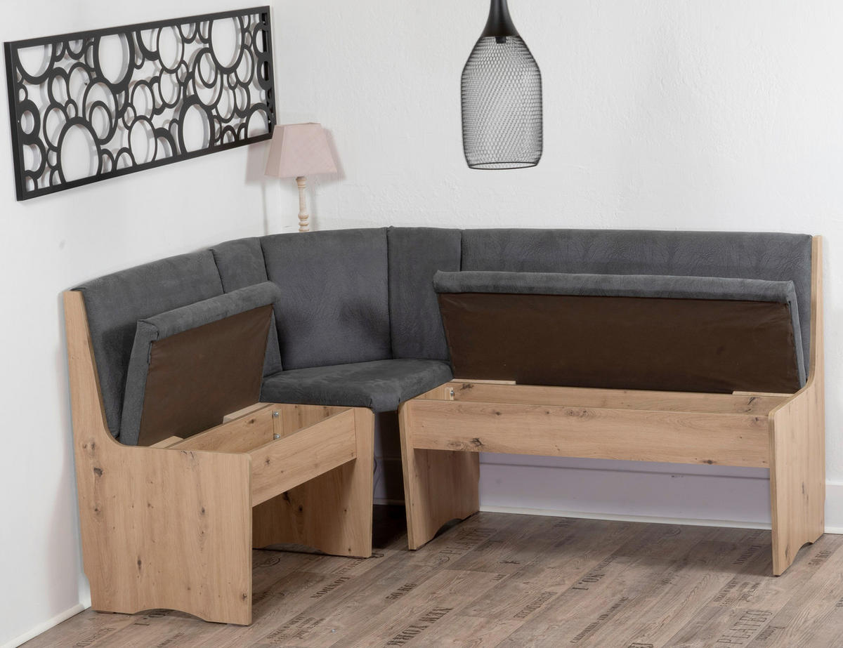 ECKBANKGRUPPE Mikrofaser Eiche Artisan, Grau  - Eiche Artisan/Grau, KONVENTIONELL, Holz/Textil (125/89/165cm) - MID.YOU