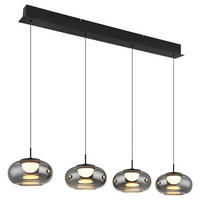 SUSPENSION LED 110/20/150 cm    - Schwarz, Design, Glas/Metall (110/20/150cm) - Globo