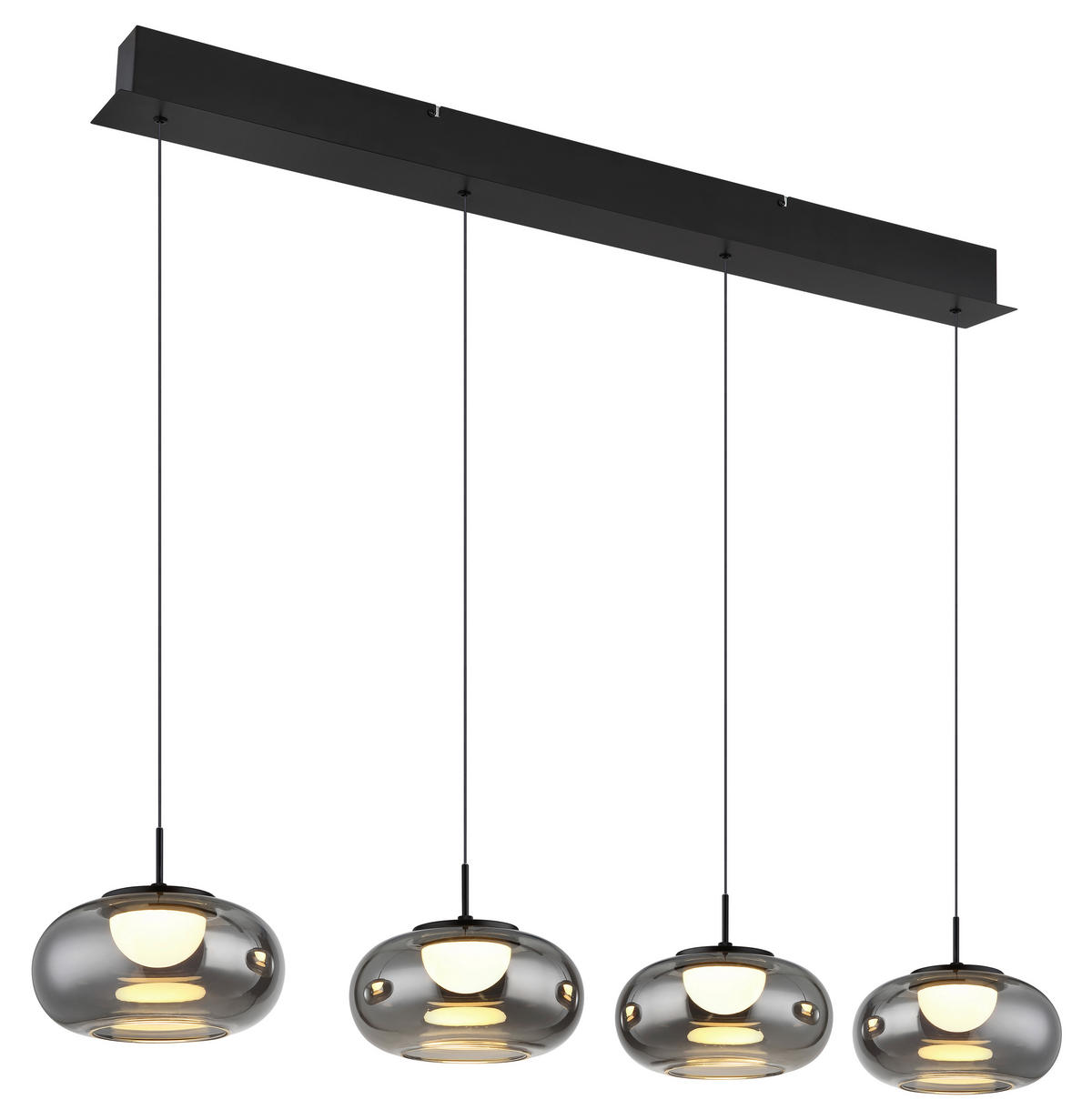 SUSPENSION LED 110/20/150 cm    - Schwarz, Design, Glas/Metall (110/20/150cm) - Globo