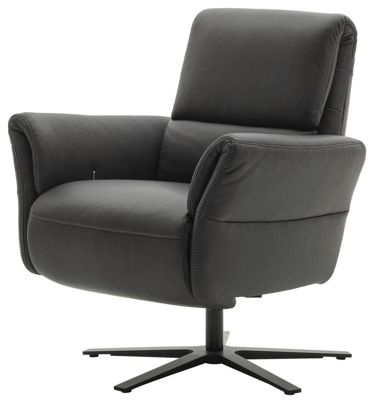 RELAXSESSEL in Leder Anthrazit  - Anthrazit/Schwarz, Design, Leder/Metall (81/92/120/82cm) - Schöner Wohnen