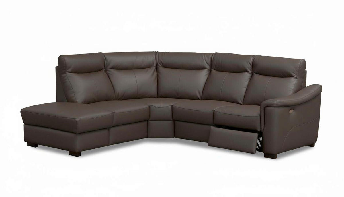 ECKSOFA Dunkelbraun Echtleder Lederlook Bettkasten, Rücken echt, Relaxfunktion  - Wengefarben/Dunkelbraun, Design, Leder/Holz (229/260cm) - Livetastic