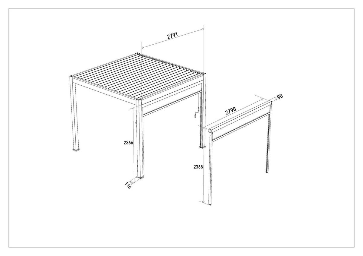 PERGOLA-ROLLO 279/236,5/9 cm   - Weiß Hochglanz, Basics, Textil/Metall (279/236,5/9cm) - Gardenson