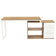 ECKSCHREIBTISCH 156/100/75 cm Silberfarben, Weiß, Eiche Artisan  - Silberfarben/Weiß, Design, Holzwerkstoff/Metall (156/100/75cm) - Carryhome