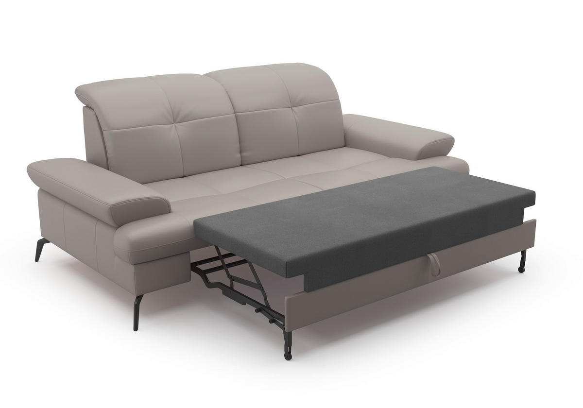 2,5-SITZER in Vliesstoff Kombination Echtleder/Stoff Hellgrau  - Hellgrau/Schwarz, Konventionell, Leder/Textil (202/90/122cm) - Sit & More
