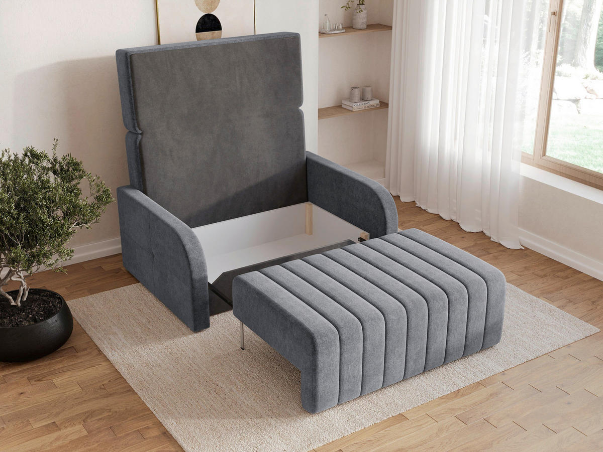 SCHLAFSOFA ALASKA 120 Anthrazit  inkl. Schlaffunktion, Stauraum  - Anthrazit/Schwarz, Design, Kunststoff/Textil (141/90/104cm) - MID.YOU