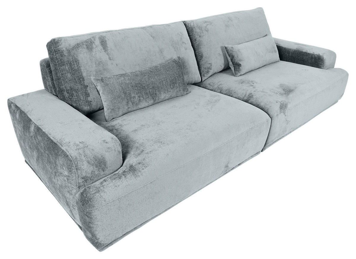 BIGSOFA in Chenille Hellblau  - Schwarz/Hellblau, Konventionell, Kunststoff/Textil (282/73/115cm) - MID.YOU
