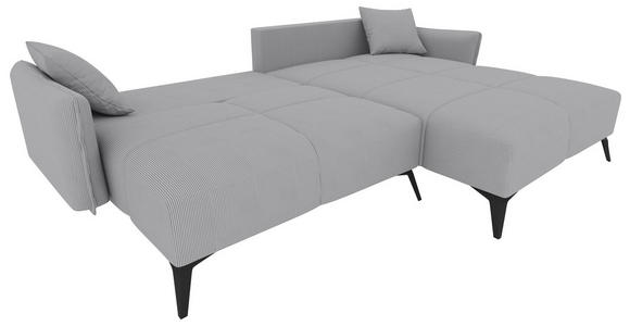 ECKSOFA  in Cord Hellgrau  253/180 cm  - Hellgrau/Schwarz, KONVENTIONELL, Textil/Metall (253/180cm) - Carryhome