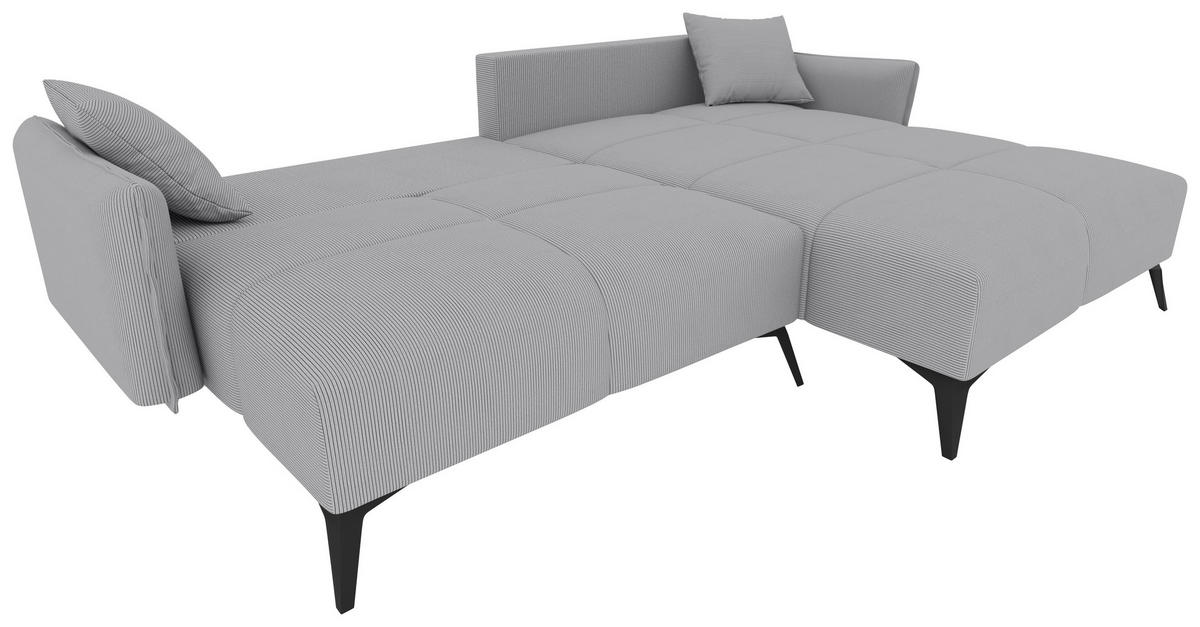 ECKSOFA in Cord Hellgrau  253/180 cm  - Hellgrau/Schwarz, KONVENTIONELL, Textil/Metall (253/180cm) - Carryhome