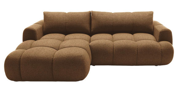 ECKSOFA Dunkelbraun Struktur Rückenkissen, Bettkasten, Schlaffunktion, Rücken echt, Liegefläche im Originalstoff  - Dunkelbraun/Schwarz, KONVENTIONELL, Kunststoff/Textil (172/272cm) - Carryhome