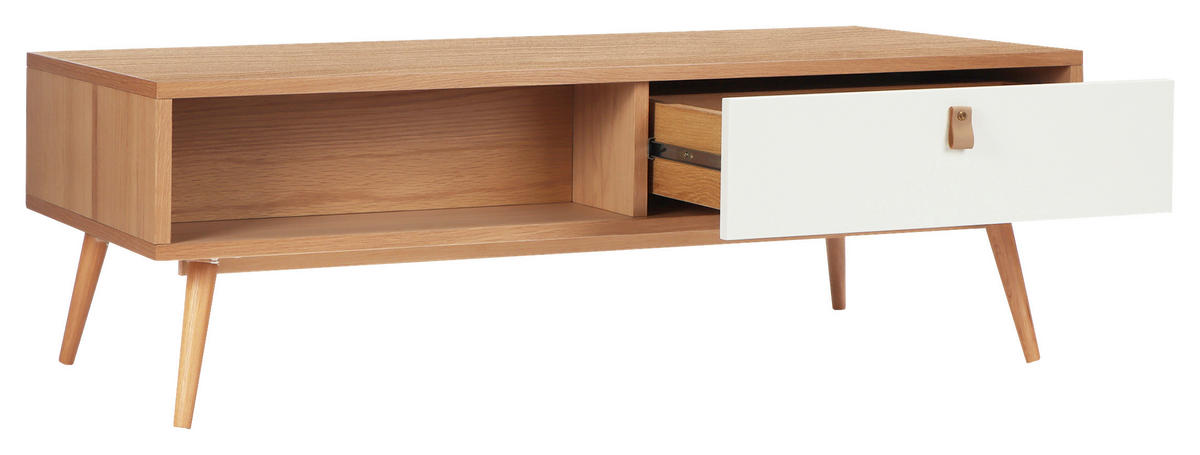 COUCHTISCH Eiche furniert, massiv 120/60/40 cm rechteckig Weiß, Eichefarben  - Hellbraun/Eichefarben, Design, Holz/Holzwerkstoff (120/60/40cm) - Boxxx