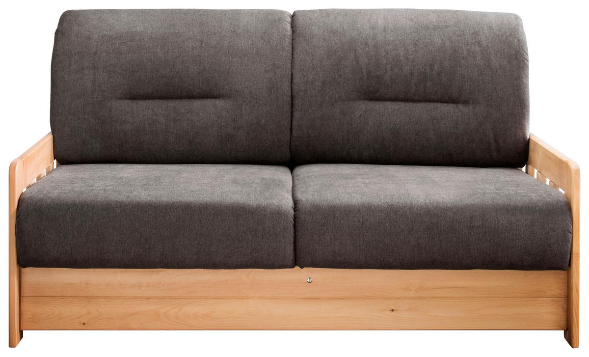 SCHLAFSOFA  in Mikrofaser Kieferfarben, Dunkelbraun  - Dunkelbraun/Kieferfarben, KONVENTIONELL, Holz/Textil (154/88/90cm) - Livetastic