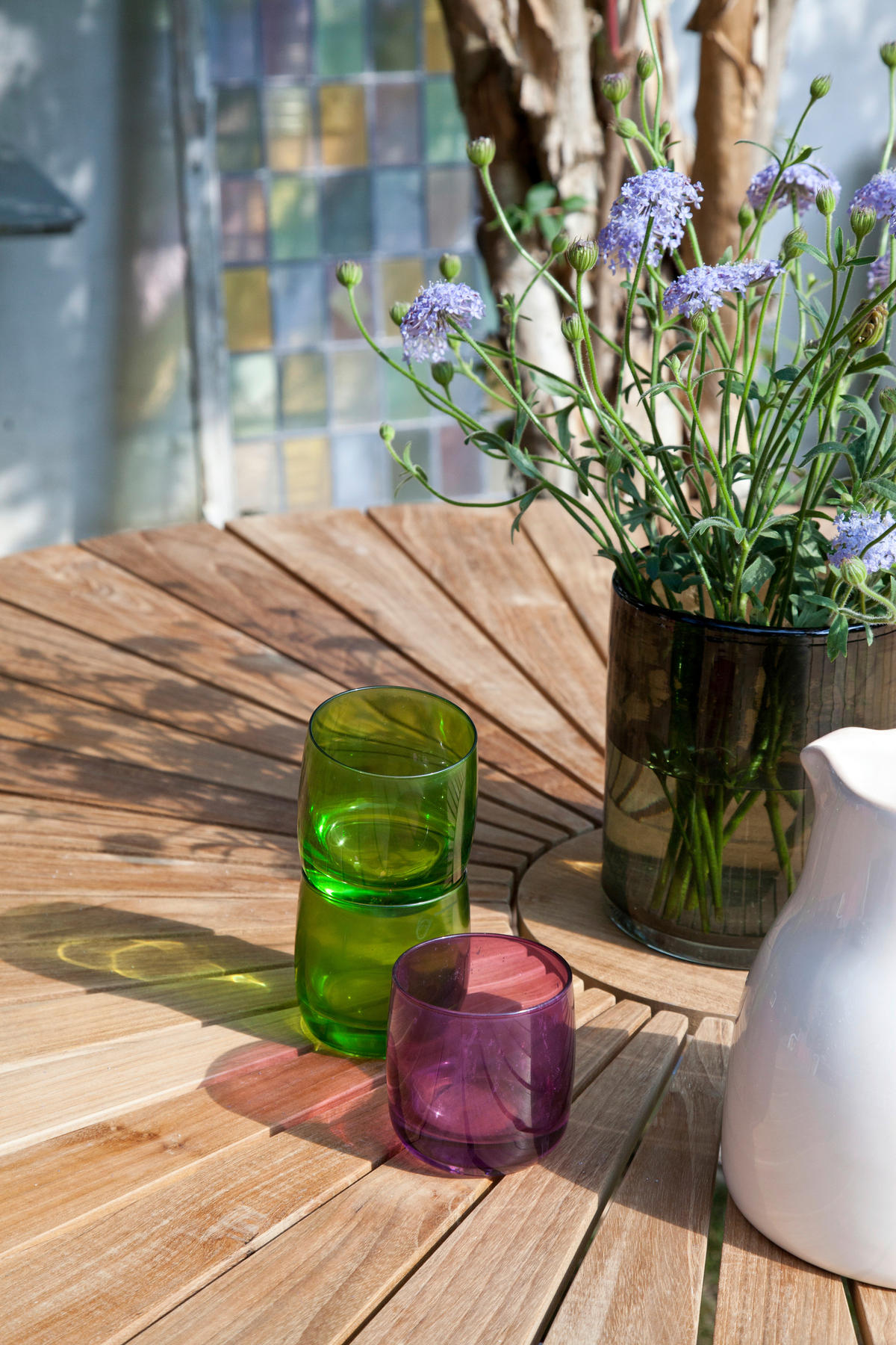 GARTENTISCH Holz rund  - Weiß Hochglanz/Weiß, KONVENTIONELL, Holz/Metall (110/74/110cm) - Gardenson