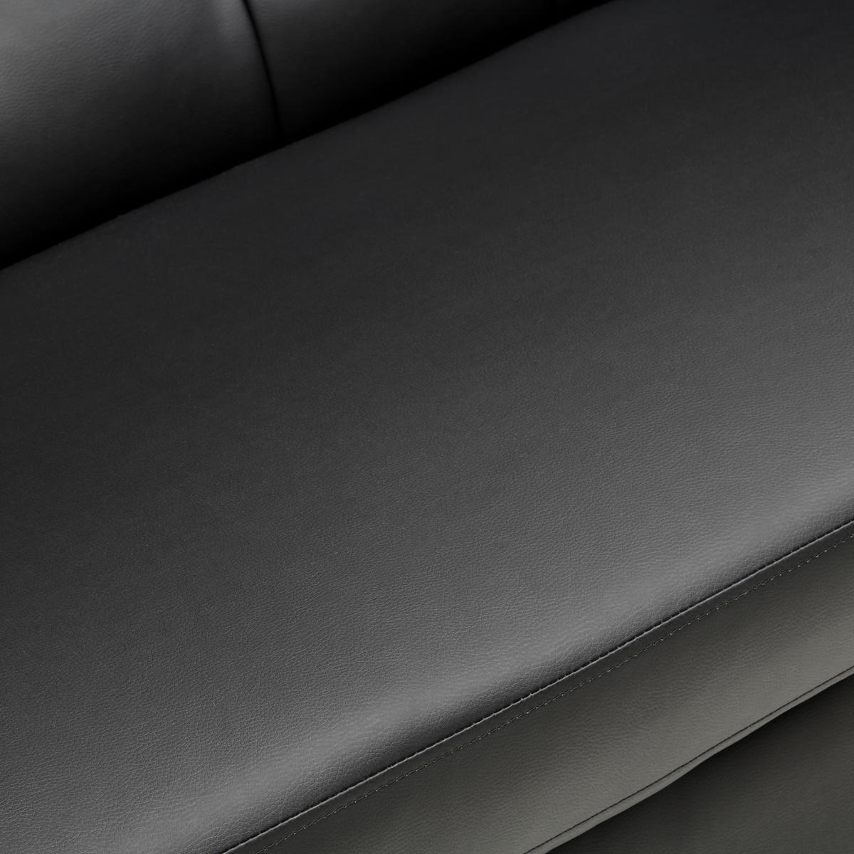 3-SITZER-SOFA Lederlook, Lederlook (vegan) Schwarz  - Schwarz, Design, Textil/Metall (191/78/84cm) - MID.YOU