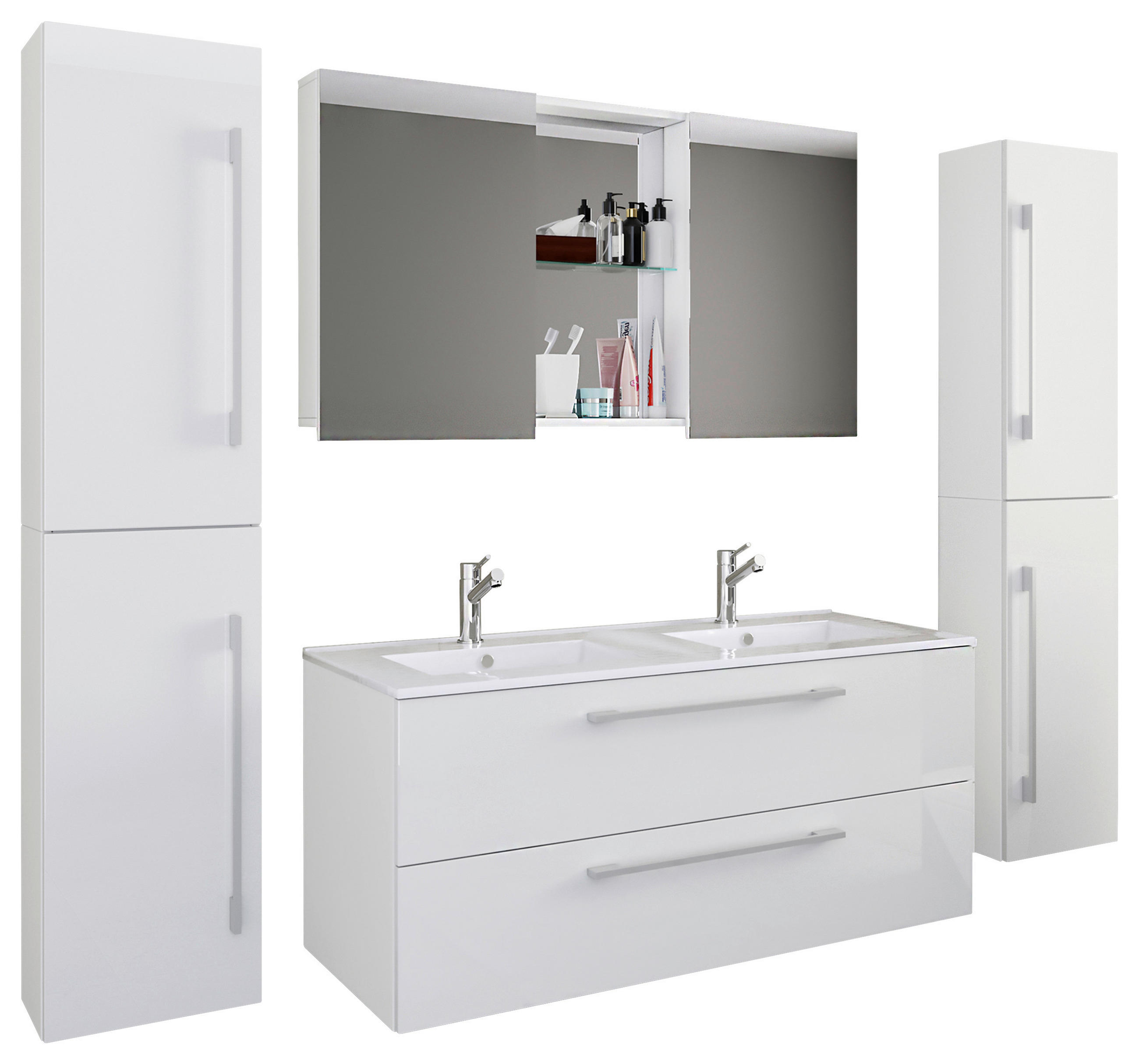 BADEZIMMER 5-teilig  in 178 cm  - Alufarben/Weiß, MODERN, Keramik/Holzwerkstoff (178cm) - MID.YOU