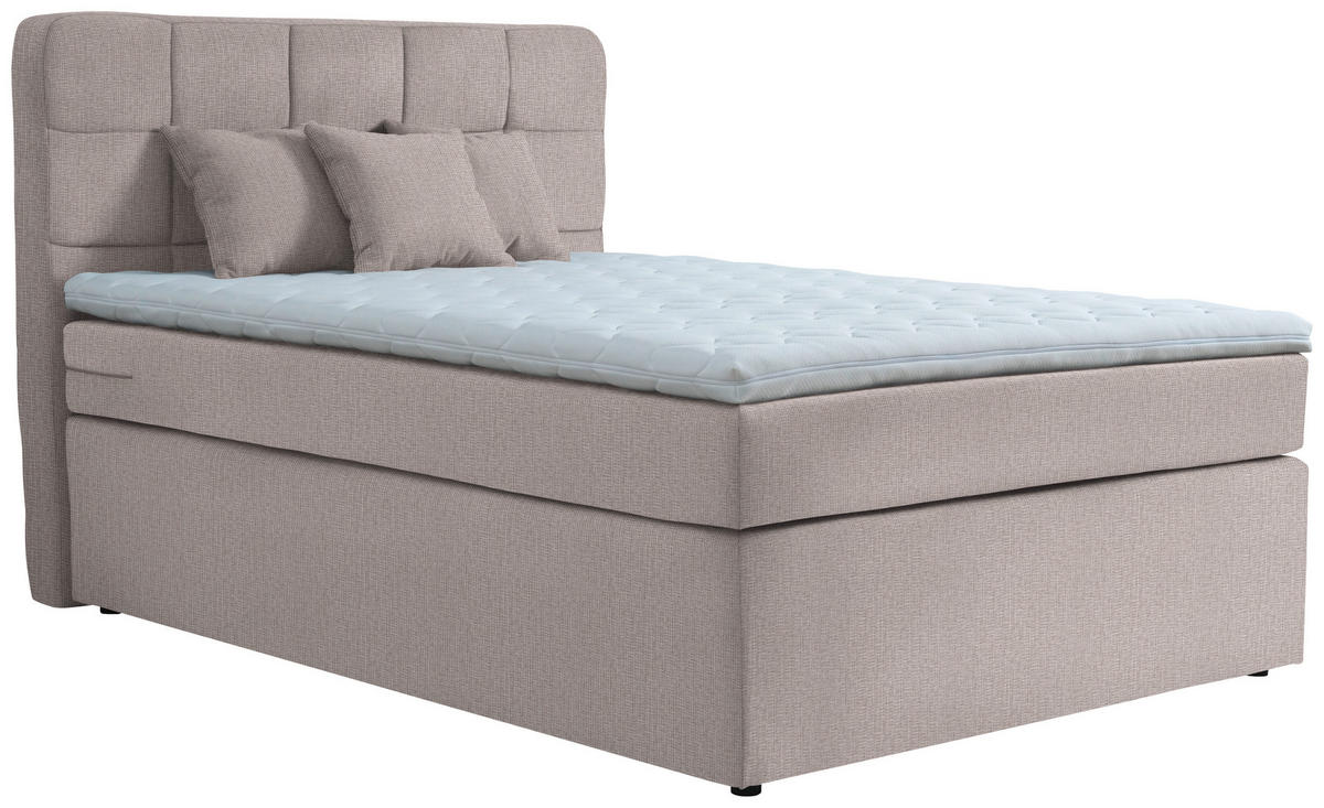 BOXSPRINGBETT 120/200 cm  in Beige  - Beige/Schwarz, Konventionell, Kunststoff/Textil (120/200cm) - Moderano