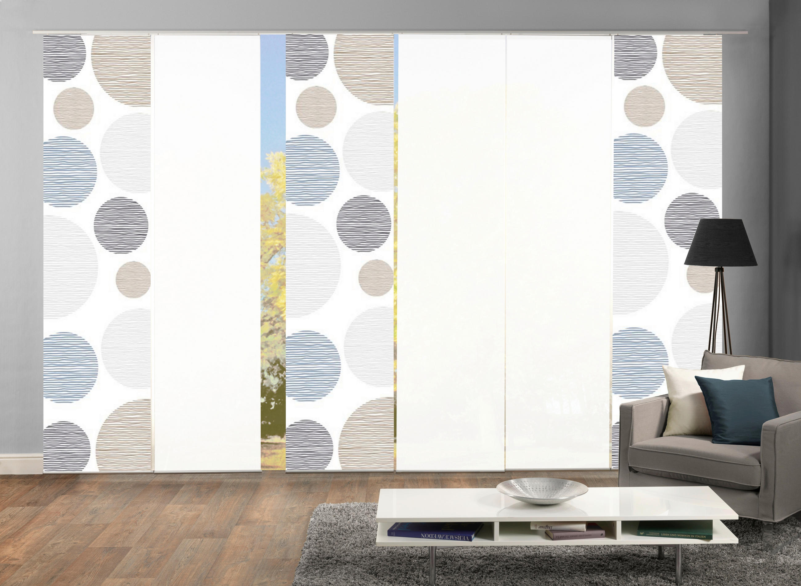 FLÄCHENVORHANG  6 Stück  halbtransparent   60/245 cm  - Anthrazit, Design, Textil (60/245cm)