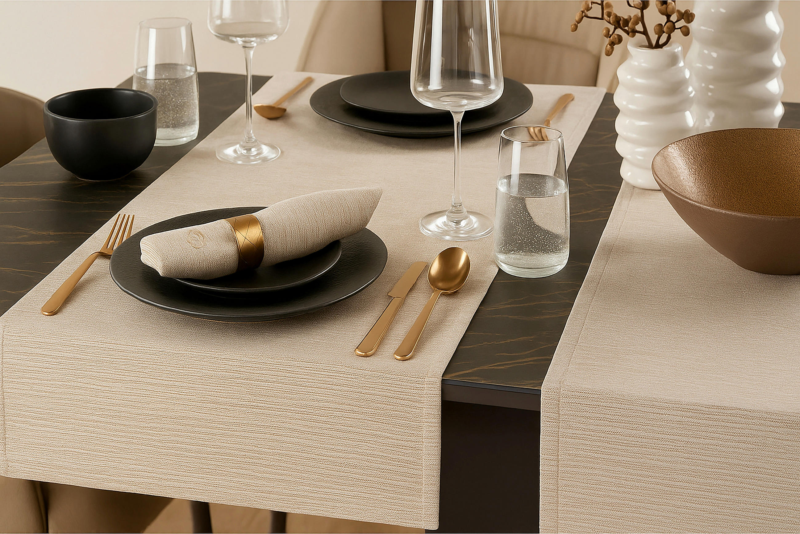 TISCHLÄUFER Textil Sandfarben 50/150 cm - Sandfarben, Basics, Textil (50/150cm) - Dieter Knoll