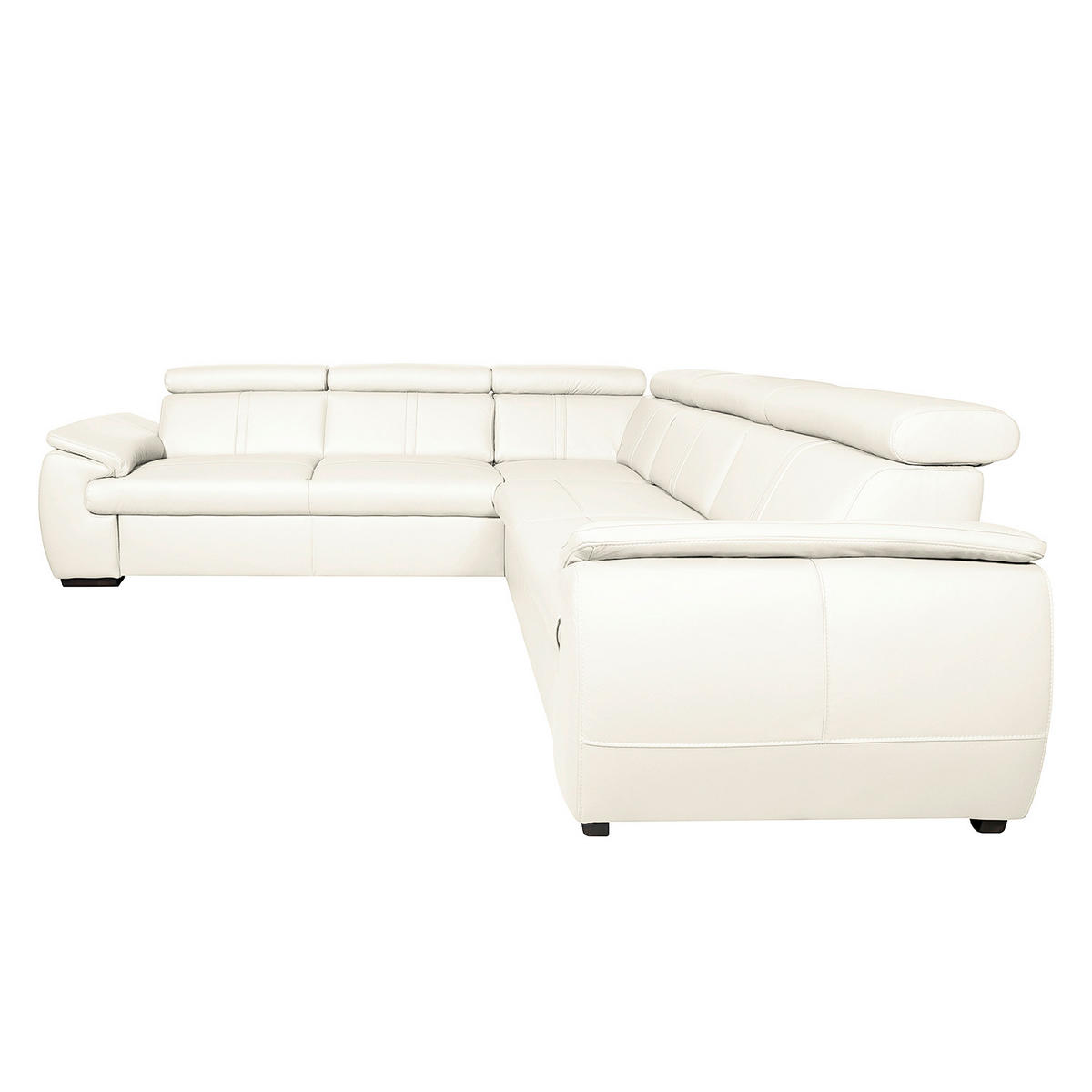 ECKSOFA Weiß Echtleder  - Wengefarben/Weiß, Design, Leder/Holz (265/265cm) - Livetastic