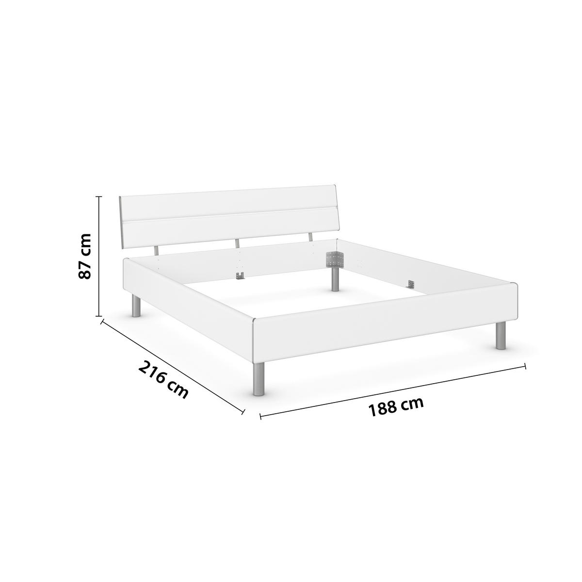 BETT 180/200 cm,  in Weiß,  - Alufarben/Weiß, Design, Metall (180/200cm) - Carryhome