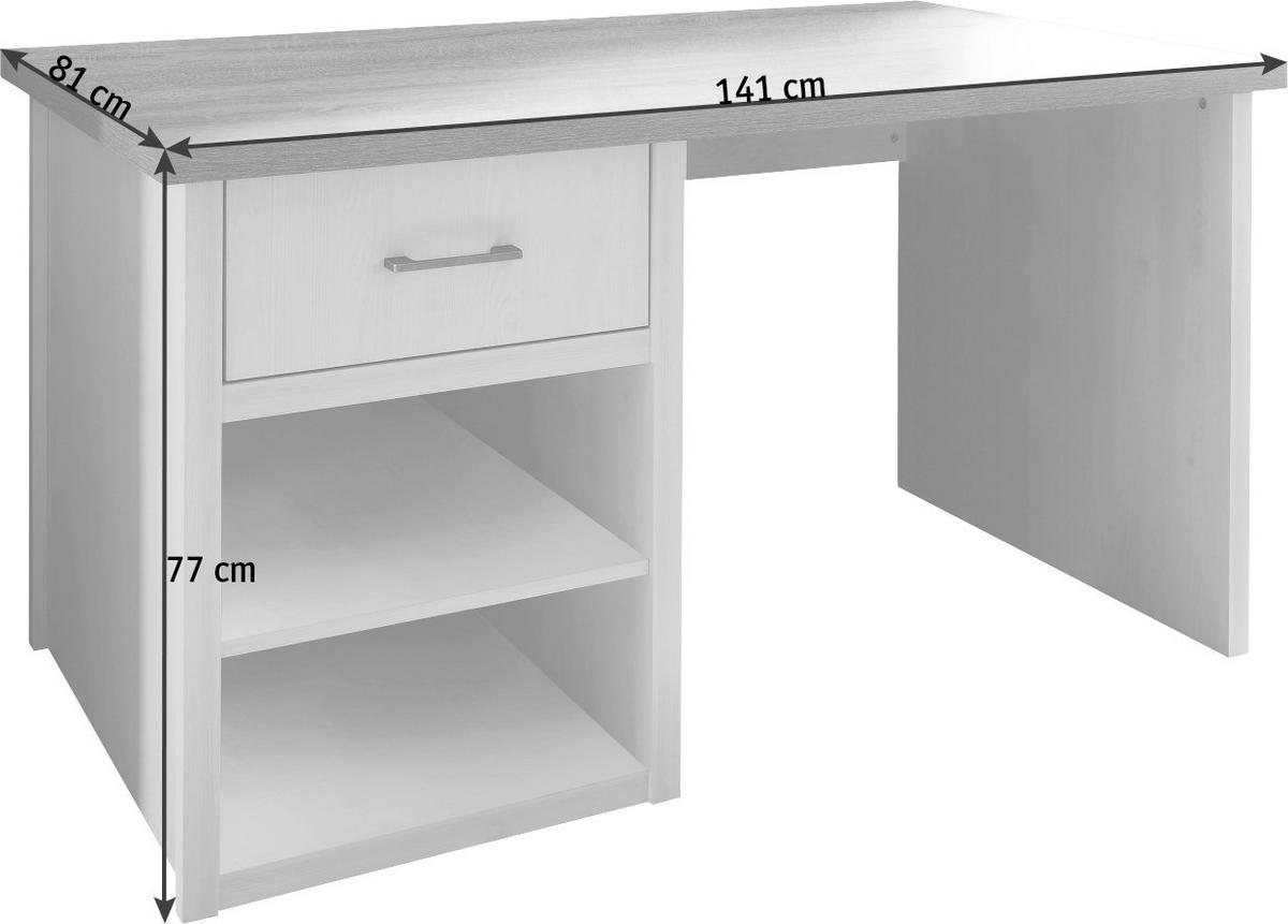 SKRIVBORD 141/81/77 cm  i vit, färg tryffelek  - vit/färg tryffelek, Lifestyle, metall/trämaterial (141/81/77cm) - Carryhome