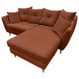 ECKSOFA Kupferfarben Feincord  - Buchefarben/Kupferfarben, KONVENTIONELL, Holz/Textil (211/154cm) - Carryhome